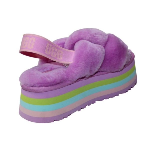 UGG Platform DISCO Slides Pink/Purple/Blue/Green Elastic strap Women's 8 NEW! - Picture 7 of 11